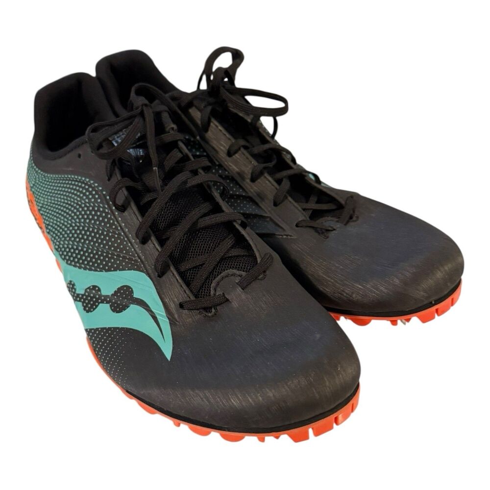 Saucony Shoes Men's 12 Spitfire 5 Track and Field Sneakers black Teal/aqua